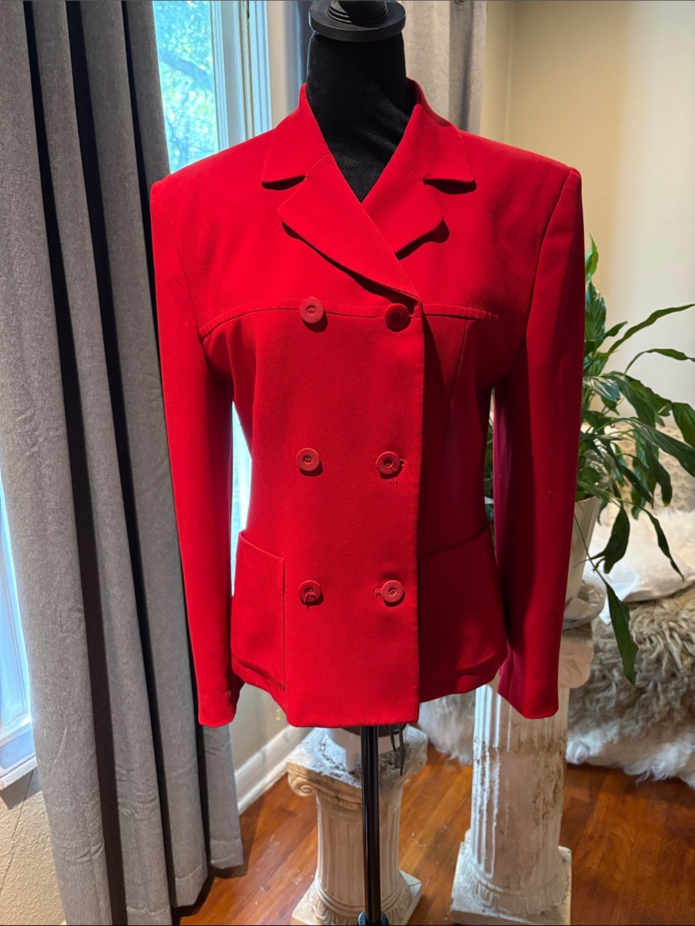 Jones New York Vibrant Red Double-Breasted Blazer